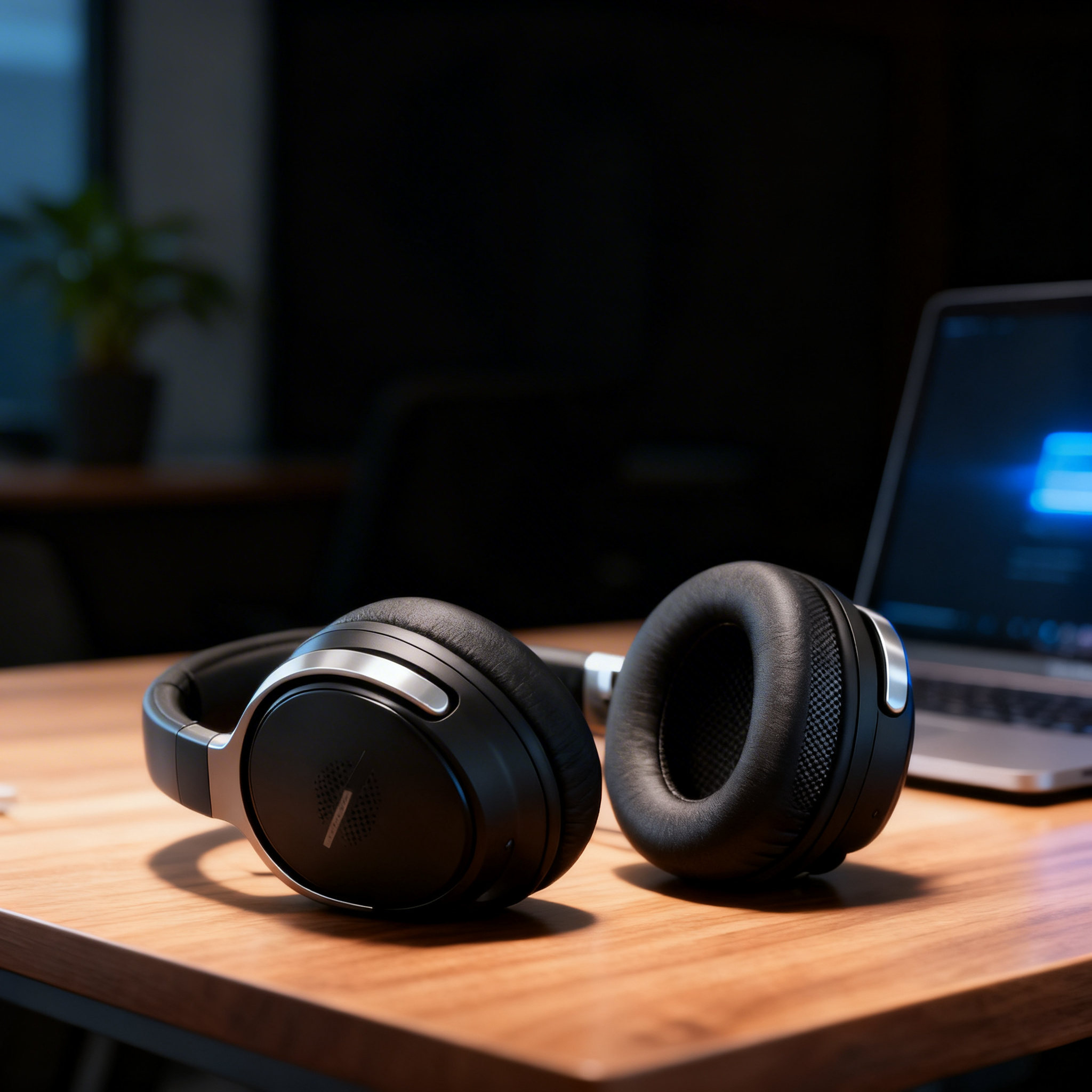 Fone de ouvido sobre mesa de trabalho, representando monitoramento de áudio